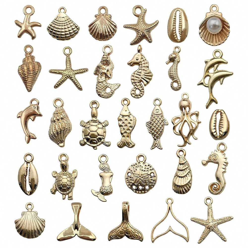 Gold shell starfish conch Marine alloy pendant