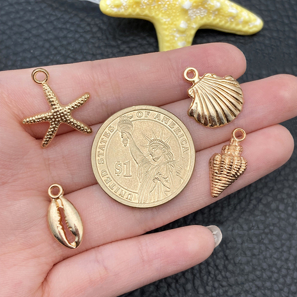Gold shell starfish conch Marine alloy pendant