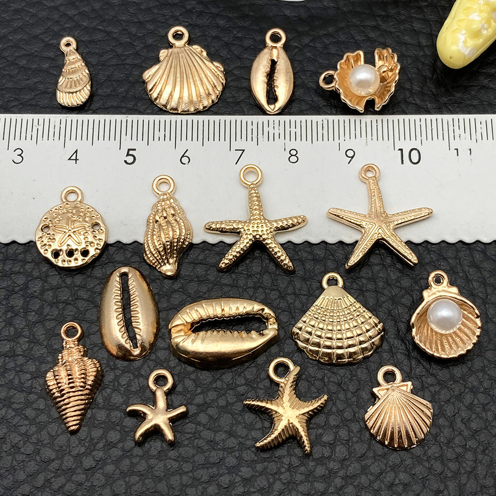 Gold shell starfish conch Marine alloy pendant