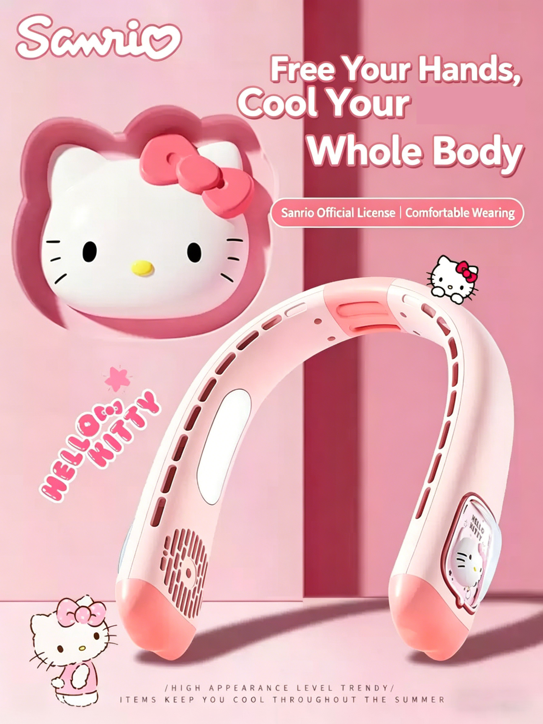 Hello Kitty Portable Neck Fan Hands-Free Cooling Fan