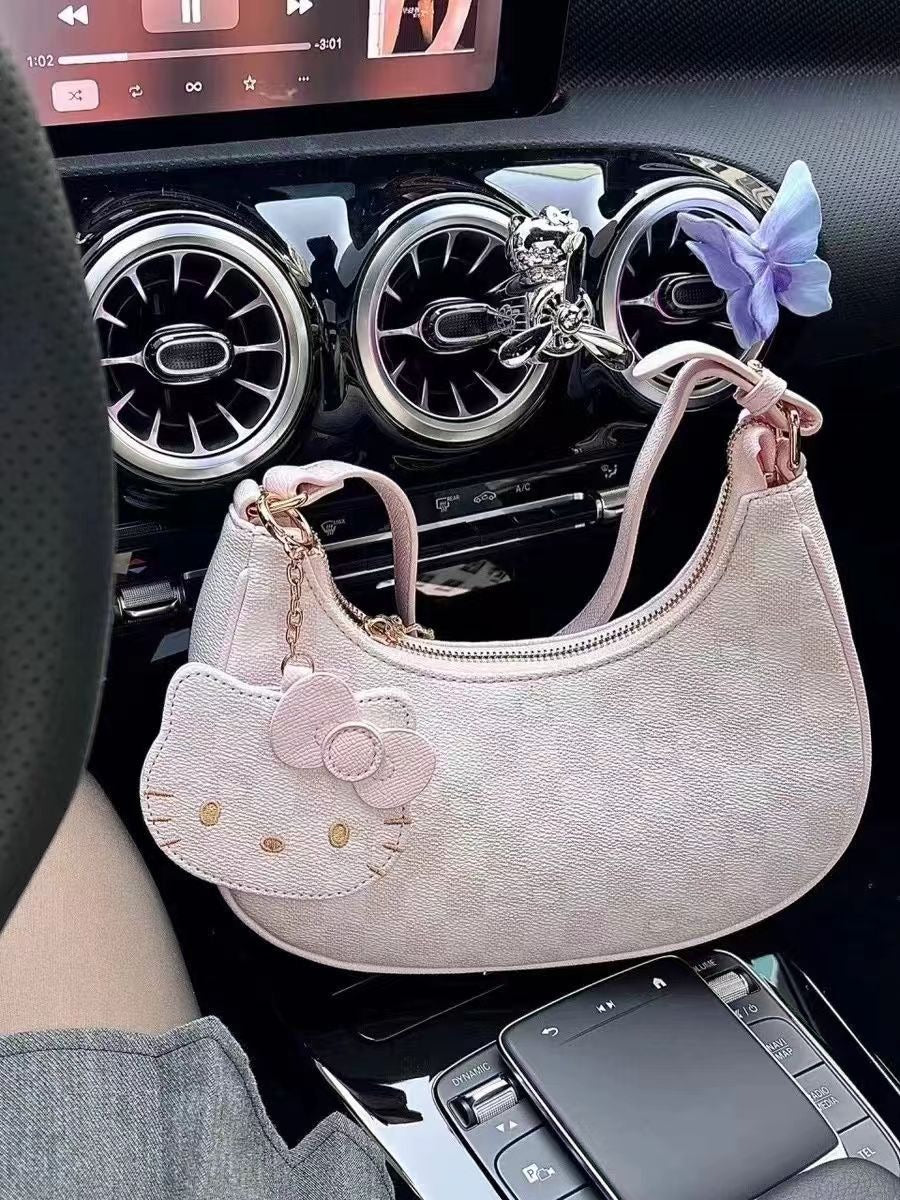 Hello Kitty Schultertasche, rosa Lederhandtasche