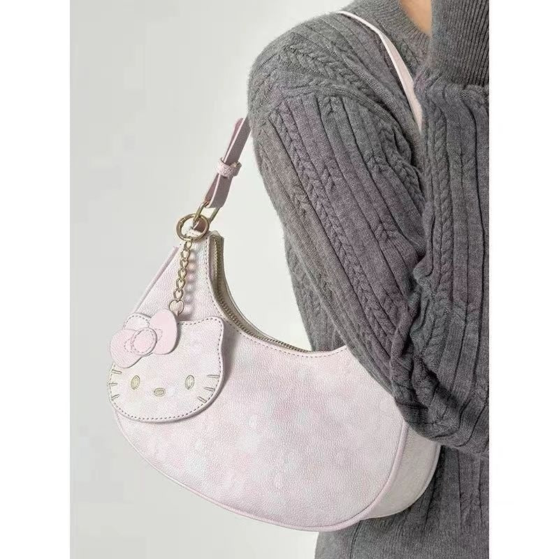 Hello Kitty Schultertasche, rosa Lederhandtasche