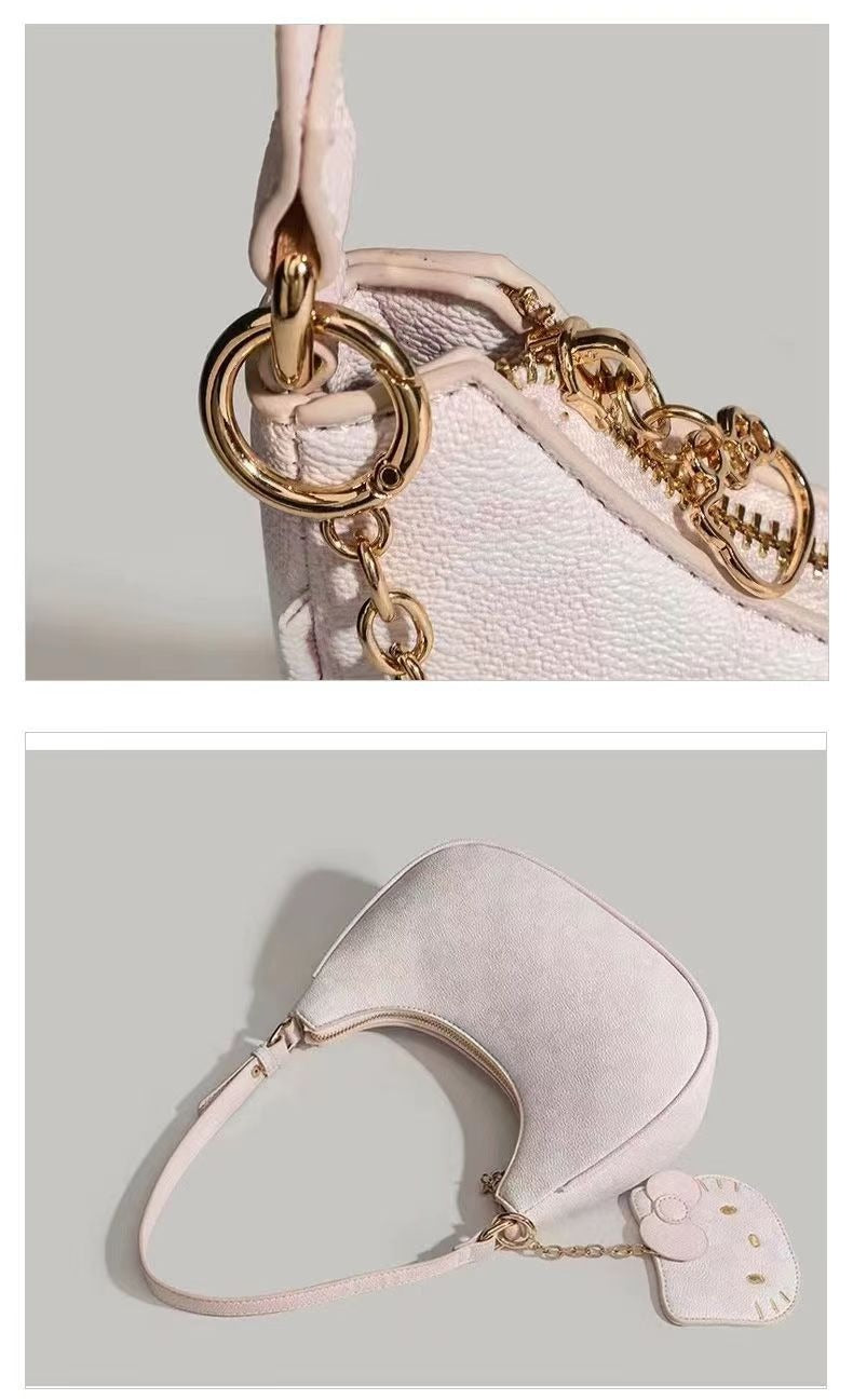 Hello Kitty Schultertasche, rosa Lederhandtasche