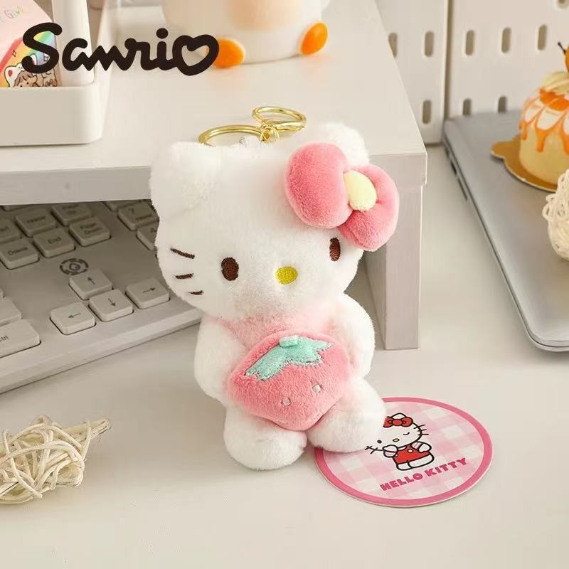 Hello Kitty – Niedlicher Taschenanhänger-Schlüsselanhänger aus Plüsch – Niedliche Katze im Kawaii-Stil