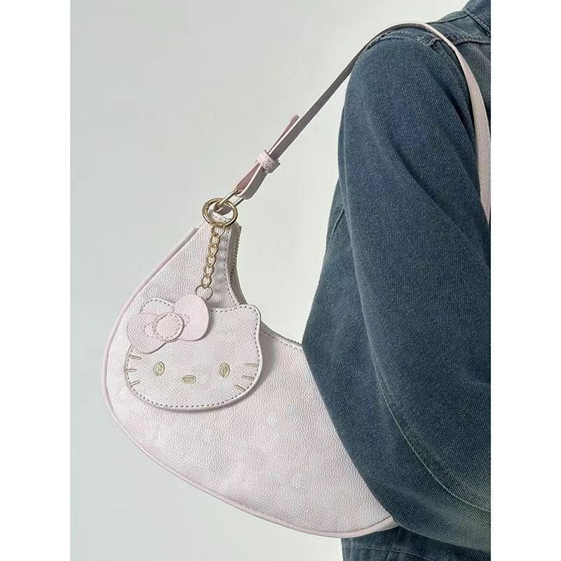Hello Kitty Schultertasche, rosa Lederhandtasche