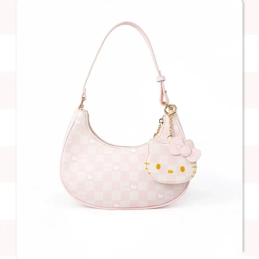 Hello Kitty Schultertasche, rosa Lederhandtasche